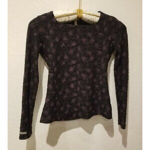 O.Z.O.C Tokyo Women's Size 55 Purple Square Neck Textured Floral Top Long Sleeve